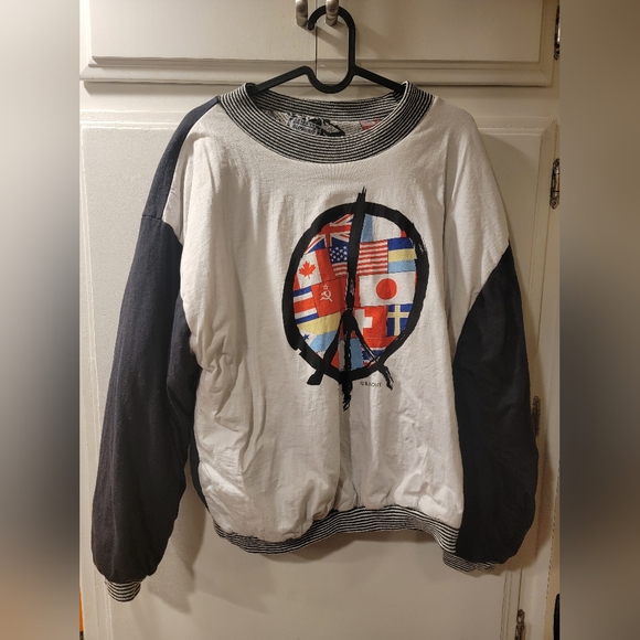 Vintage BLOWOUT LA Reversible World Peace Pullover Crewneck Sweatshirt - Picture 3 of 14